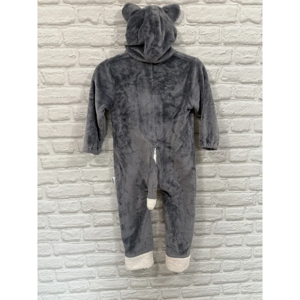 Kids Cat One-Piece Halloween Costume Size 4/7 Gray Warm Body Suit Fast Shipping!